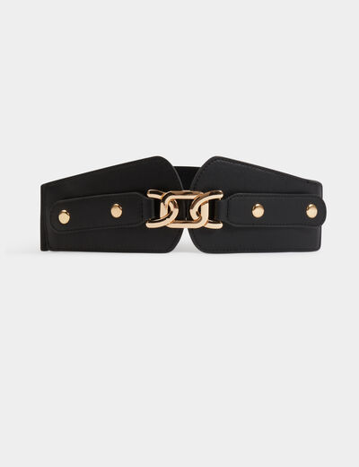 Ceinture large cloutée noir femme