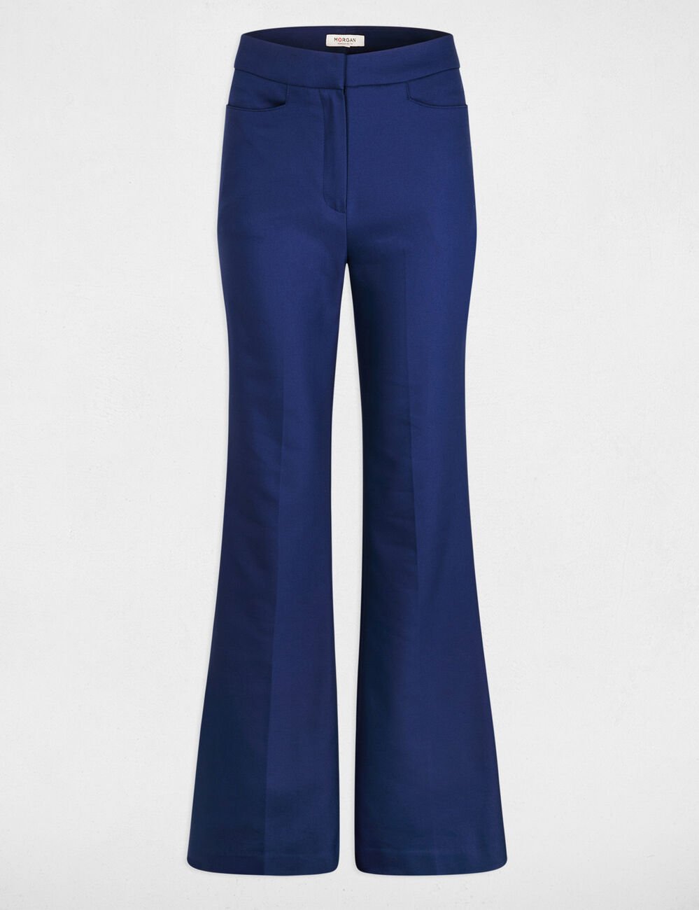 Pantalon flare &agrave; pinces bleu marine femme