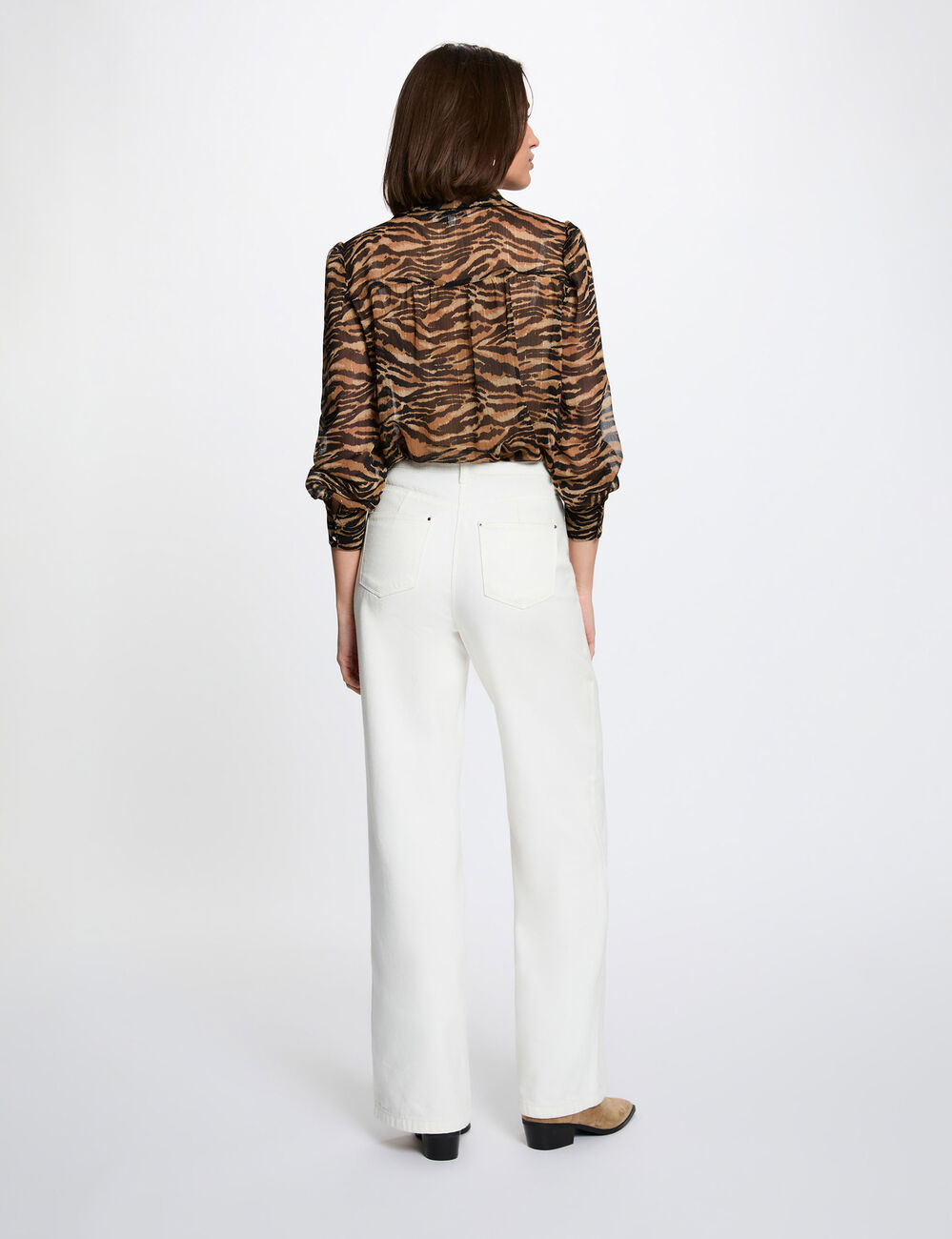 Bedrukte voile blouse meerkleurig vrouw