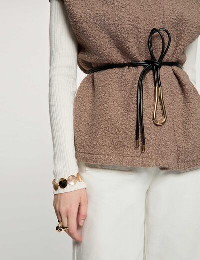 Mouwloze jas taupe vrouw