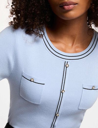 Getailleerd vest met korte mouwen hemelsblauw vrouw