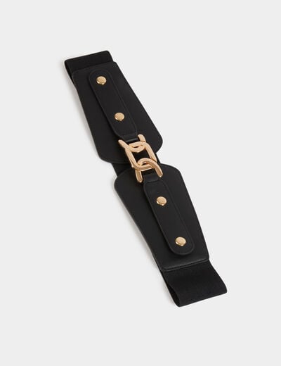 Ceinture large cloutée noir femme
