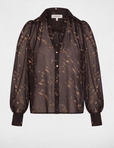 Blouse van voile met pofmouwen meerkleurig vrouw