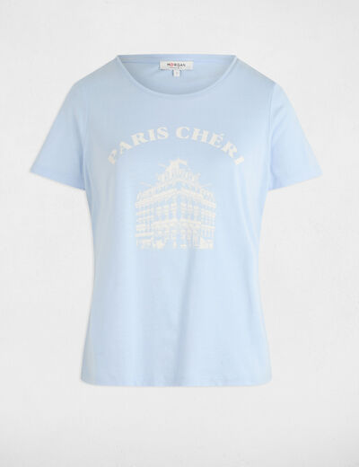 T-shirt à inscription bleu ciel femme