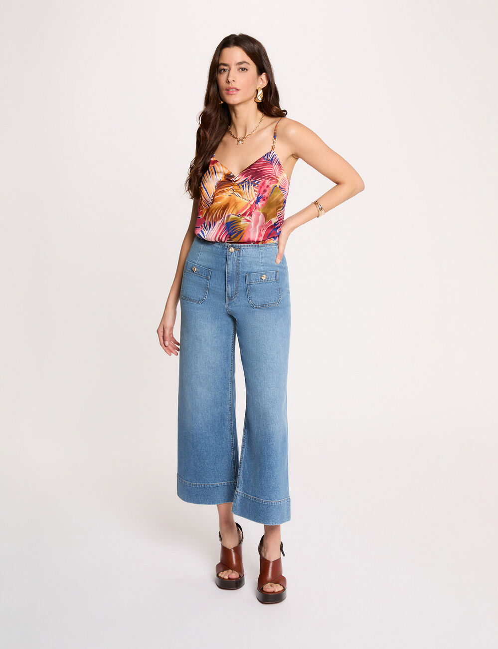 Getailleerde top met V-hals meerkleurig vrouw