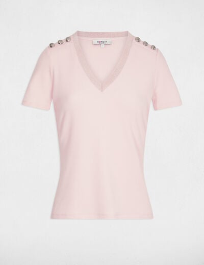 T-shirt manches courtes rose clair femme