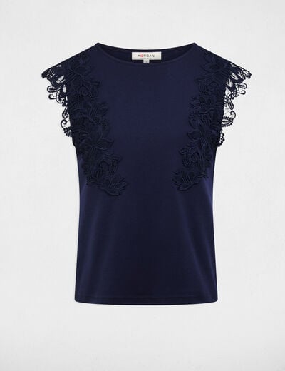 T-shirt manches courtes bleu marine femme