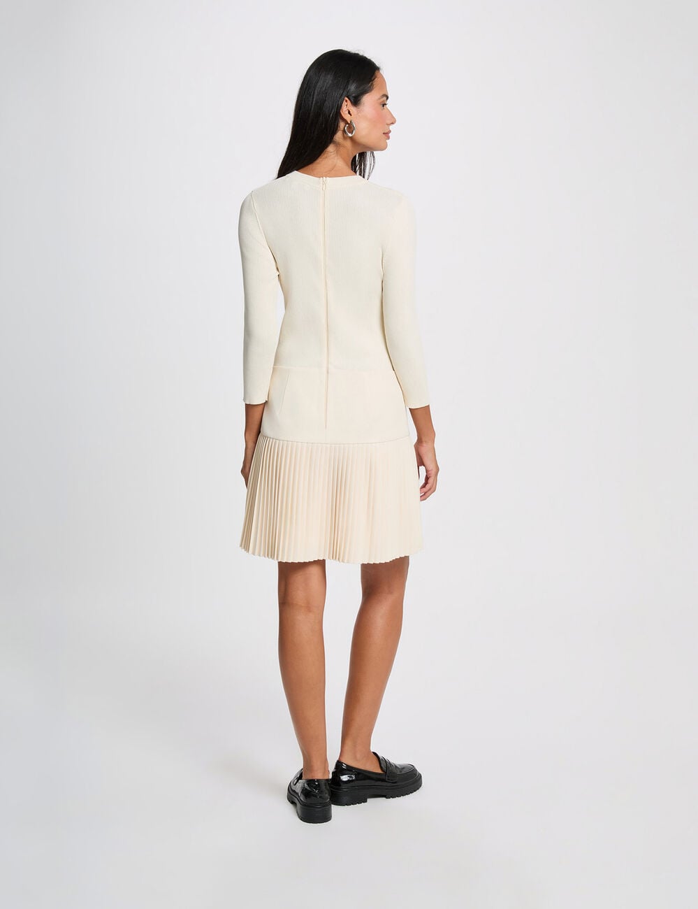 Robe pliss&eacute;e 2-en-1 ivoire femme