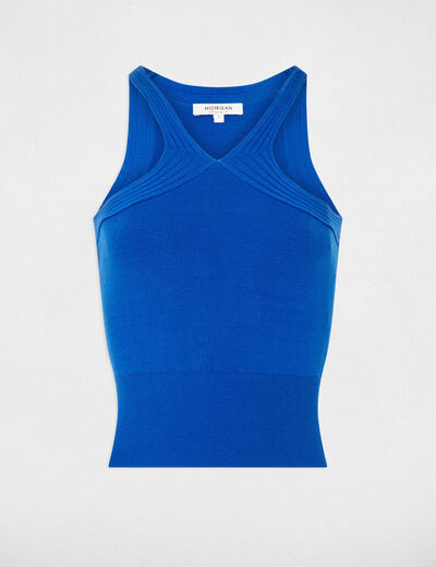 Top en maille à bretelles bleu electrique femme