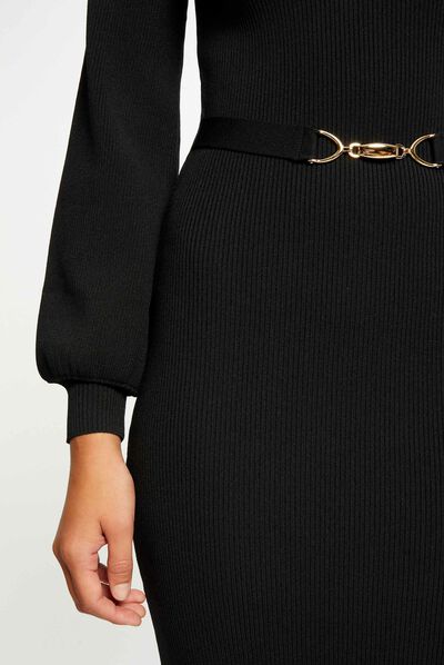 Verfraaide lange sweaterjurk zwart vrouw