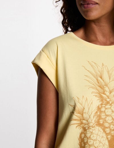 T-shirt manches courtes jaune clair femme