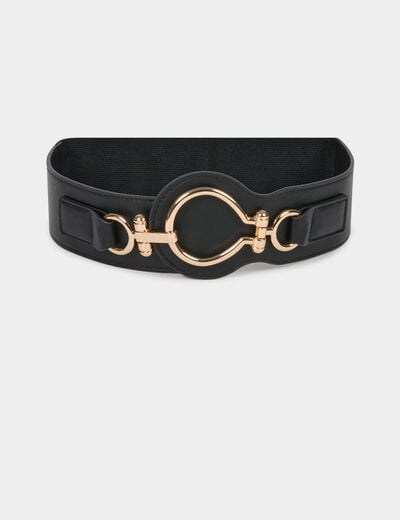 Ceinture &eacute;lastiqu&eacute;e large noir femme