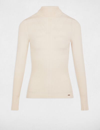 Pull col roulé ajusté ivoire femme