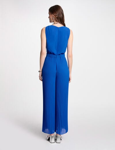 Ruimvallende jumpsuit bleu electrique vrouw