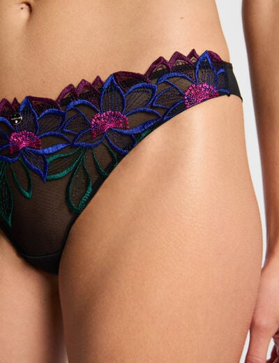 Tanga en dentelle noir femme