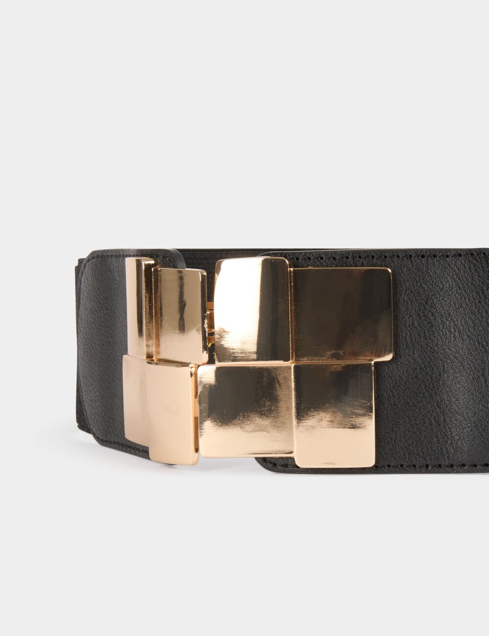 Ceinture élastiquée à boucles noir femme