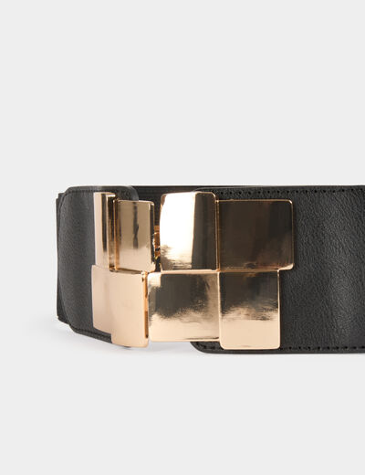 Ceinture élastiquée à boucles noir femme
