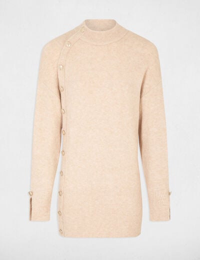 Pull manches longues mi-long beige femme