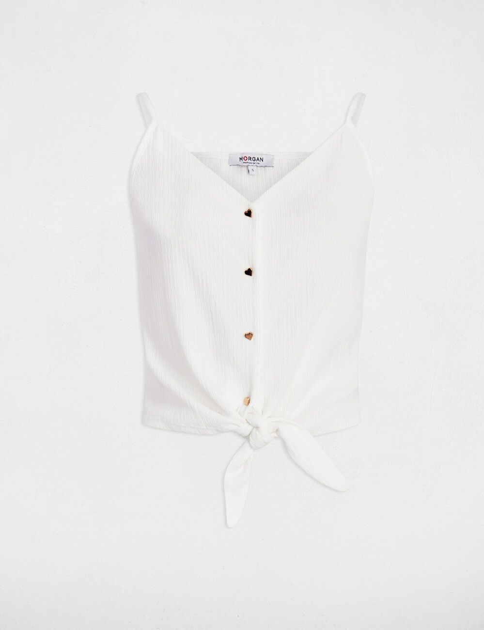 Tanktop met fijne bandjes helder wit vrouw