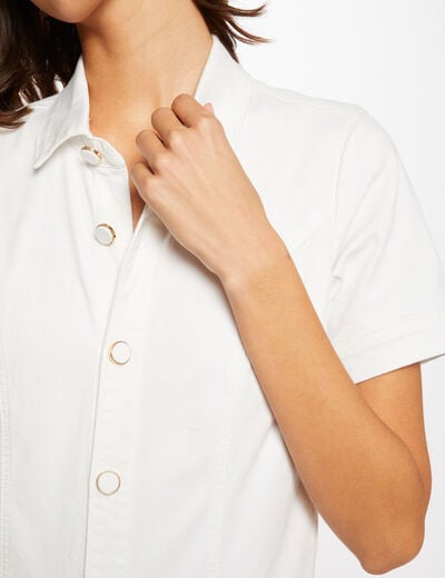 Combinaison flare boutonnée ecru femme