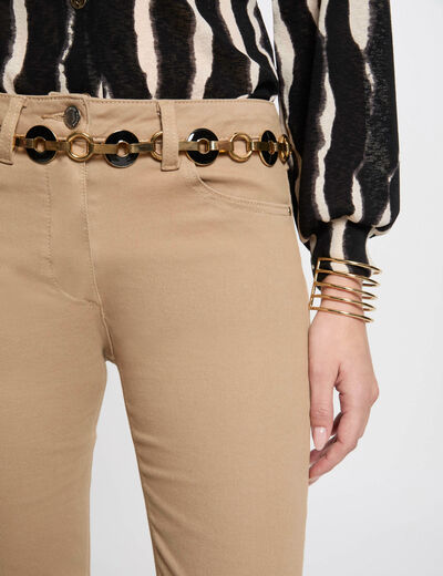 Pantalon droit camel femme