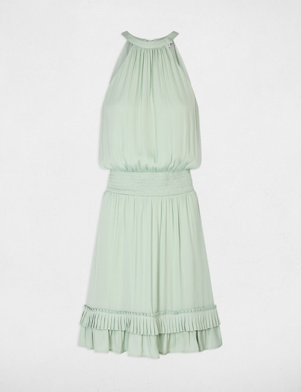 Robe courte col montant vert pastel femme