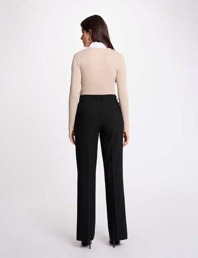 Pull 2-en-1 col à revers beige femme