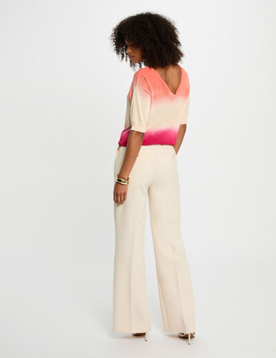 Pantalon large à pinces creme femme