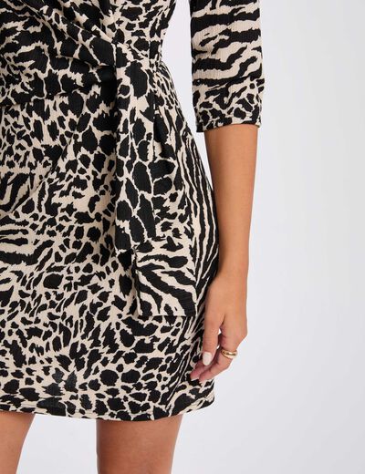 Robe ajustée manches longues multicolore femme
