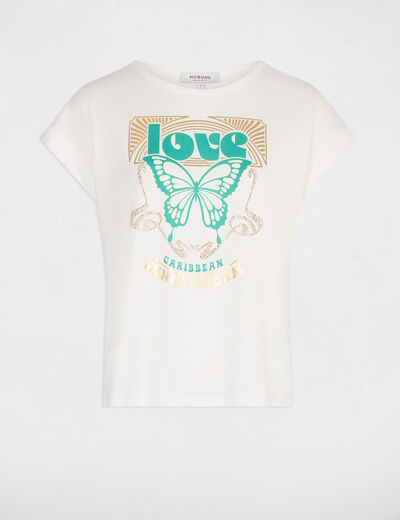 T-shirt met opschrift ecru vrouw