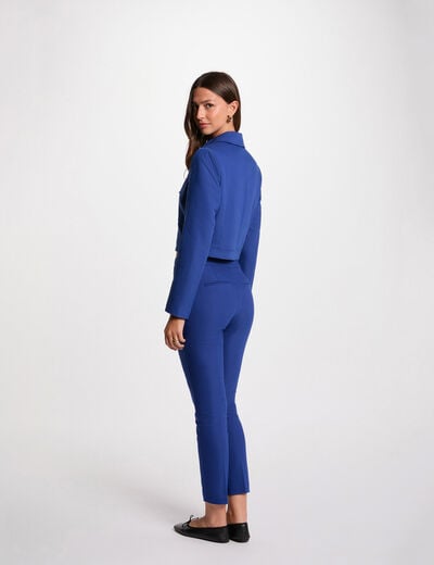 Veste courte boutonnée bleu electrique femme