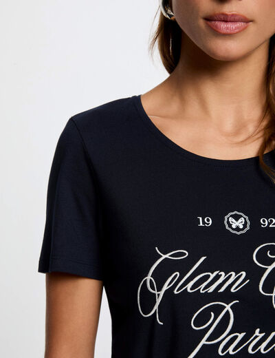 T-shirt à inscription bleu marine femme
