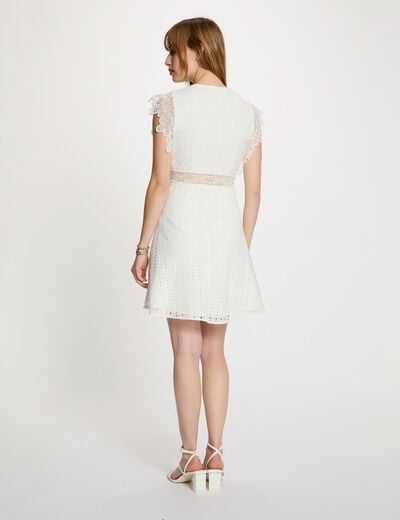 Robe courte &eacute;vas&eacute;e dentelle blanc femme