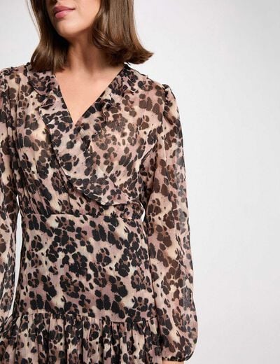 Korte jurk met V-hals meerkleurig vrouw