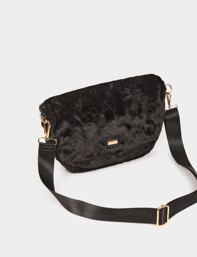 Sac banane fausse fourrure noir femme