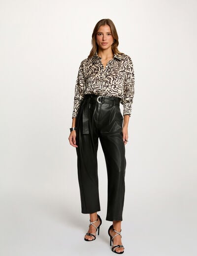 pantalon large taille haute noir femme zwart vrouw