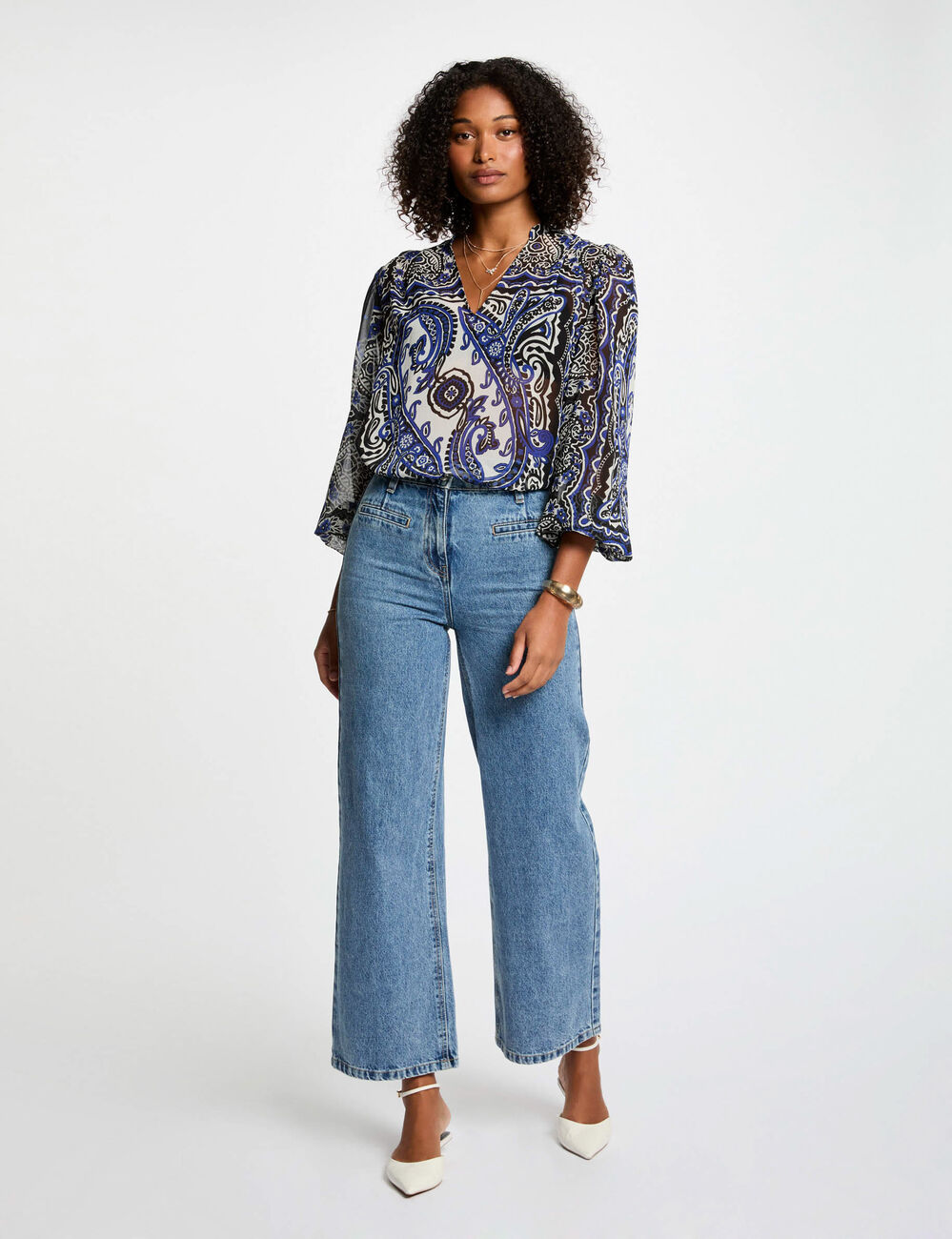 Blouse met lange mouwen meerkleurig vrouw