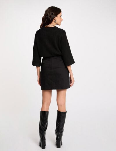 Korte rok met knopen zwart vrouw