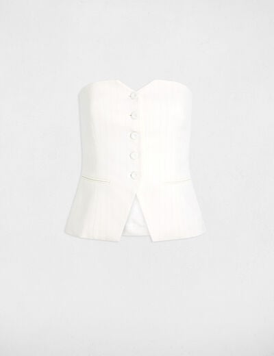 Bustier ray&eacute; sans manches blanc femme