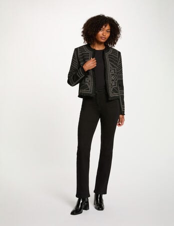 Jean droit strass noir femme