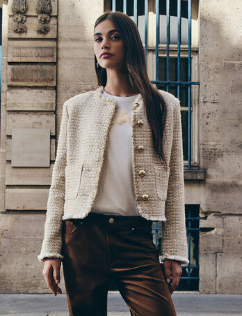 Cropped tweed jasje meerkleurig vrouw