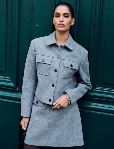 Veste ajust&eacute;e sans manches gris moyen femme