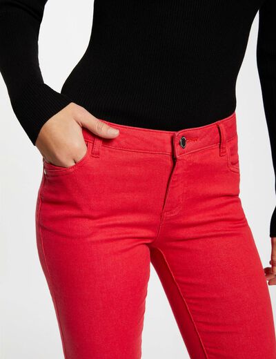 Pantalon skinny 5 poches rouge femme