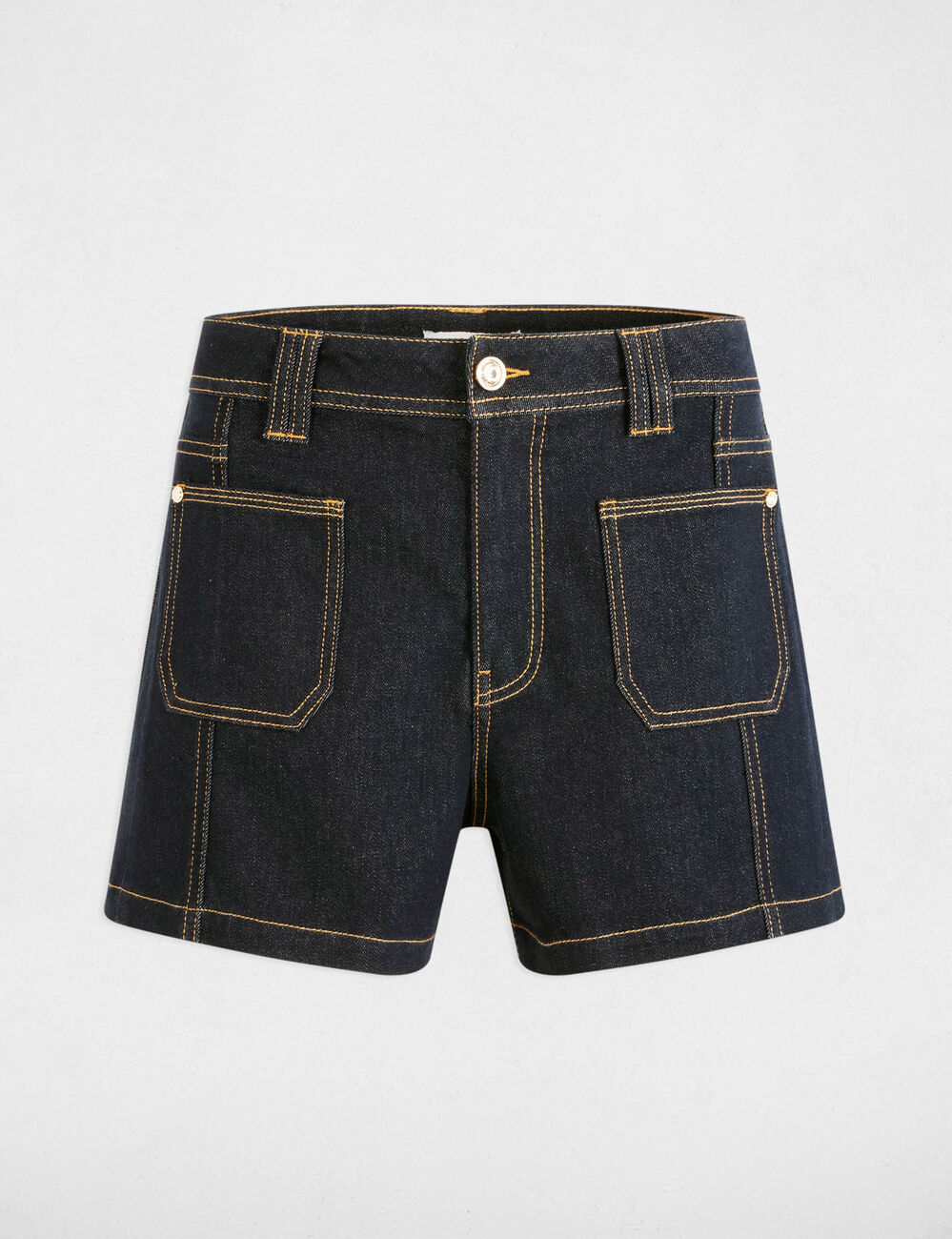 Denim shorts met hoge taille ruw denim vrouw
