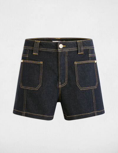 Short taille haute en jean denim brut femme