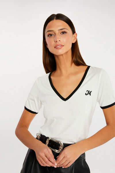 T-shirt korte mouwen ecru vrouw