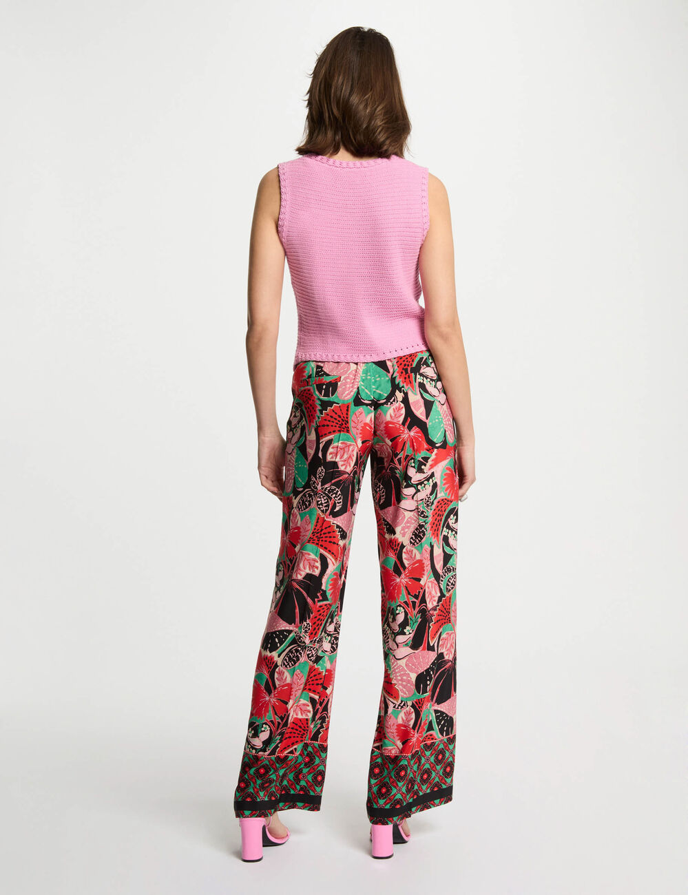 Wijde broek met print meerkleurig vrouw