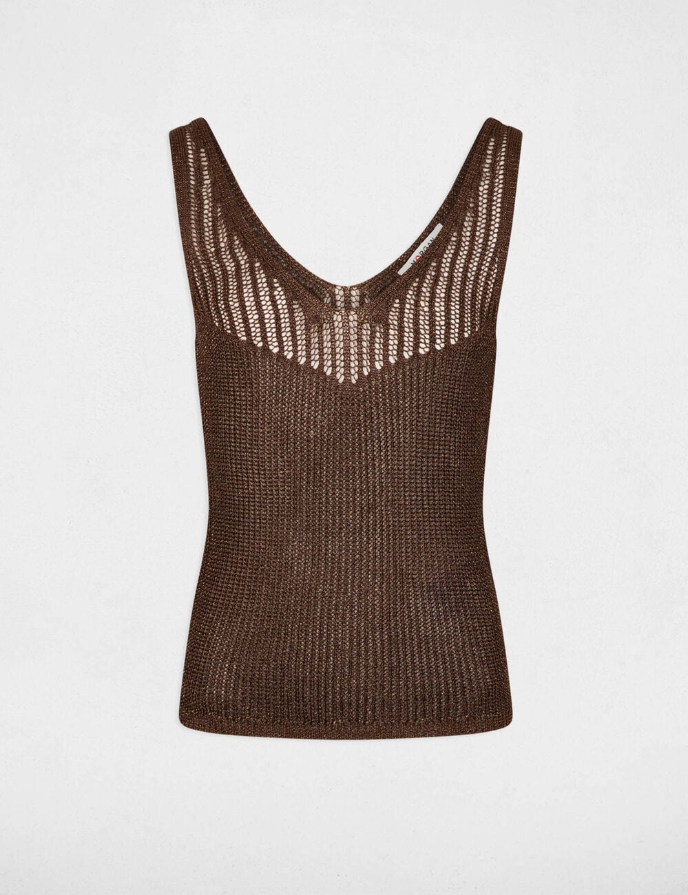 Getailleerde V-hals tanktop donker bruin vrouw