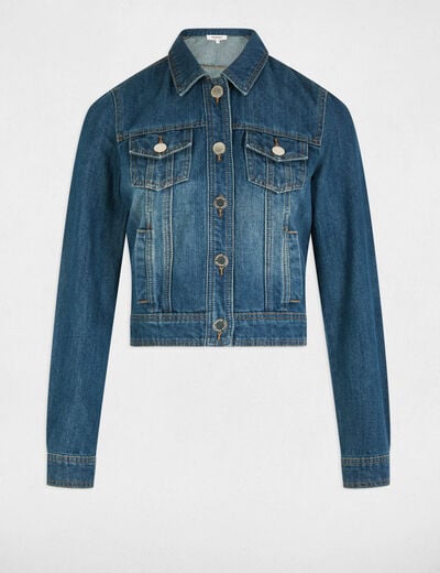 Korte denim jas stone washed denim vrouw