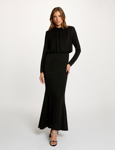 Robe maille brillante noir femme